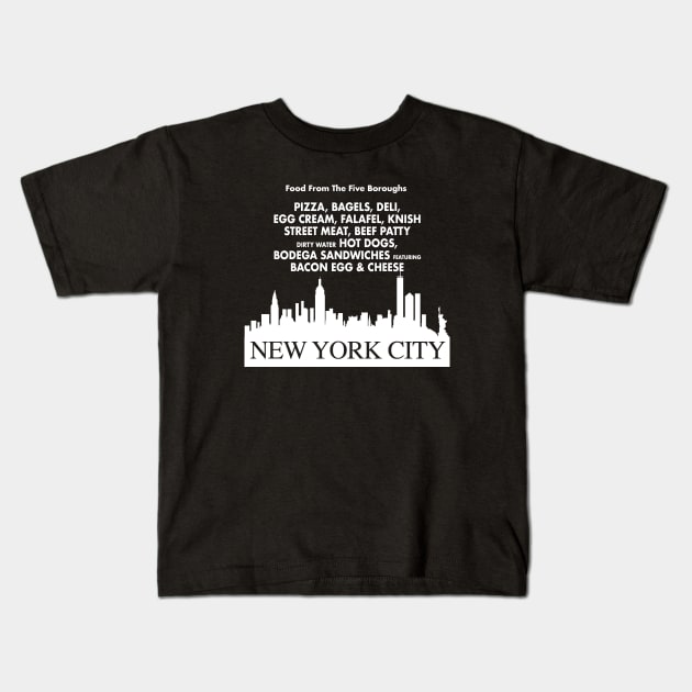 Food From The Five Boroughs Kids T-Shirt by PopCultureShirts